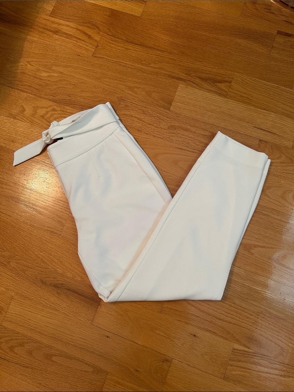 Dynamite White High-Waist Tie-Waist Trousers